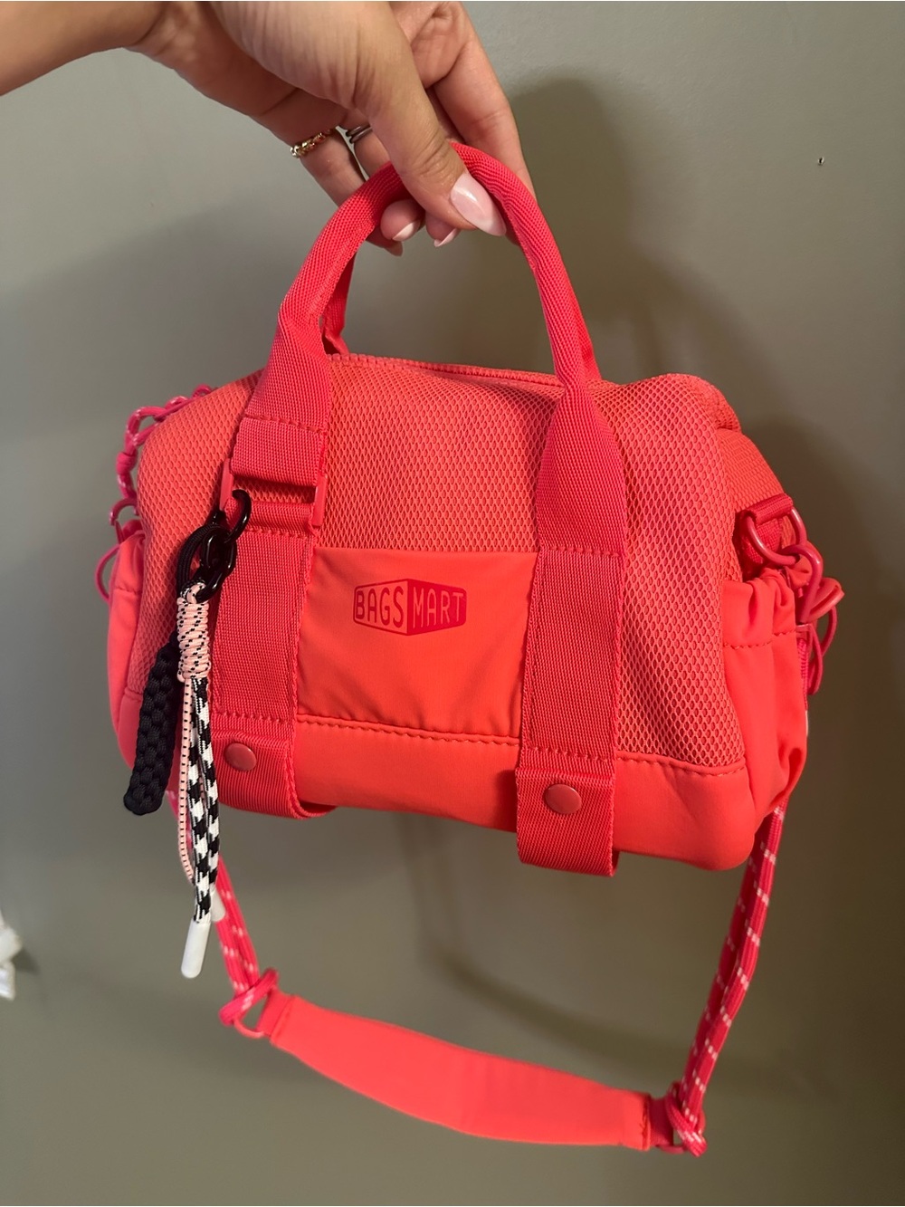 Bags Mart Coral-Pink Mini Duffel Crossbody